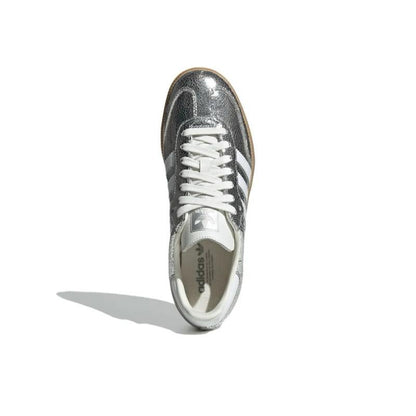 Adidas Samba OG Silver Metallic Cracked Leather Women's Perfect Daily Shoes.