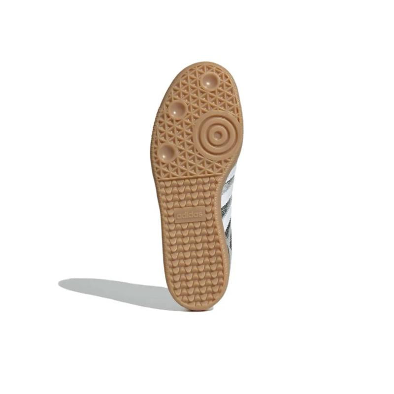 Adidas Samba OG Silver Metallic Cracked Leather Women's Perfect Daily Shoes.